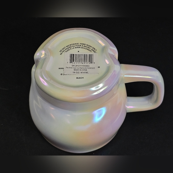 Starbucks Iridescent Luster Skull Mug Coffee Cup 2024 Halloween Fall White New - Picture 5 of 6